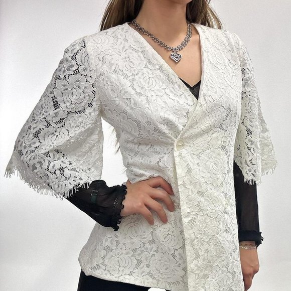 90s style lace jacket blazer - Picture 5 of 8